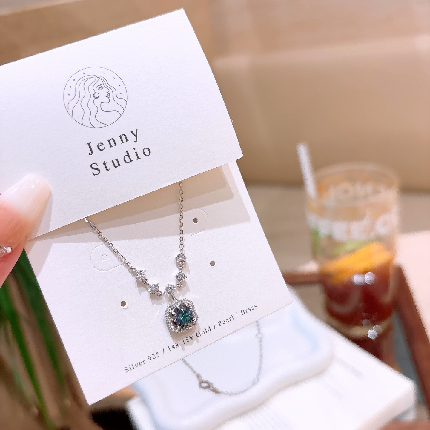 Fine Silver Moissanite Necklace Lively Graduation Gold