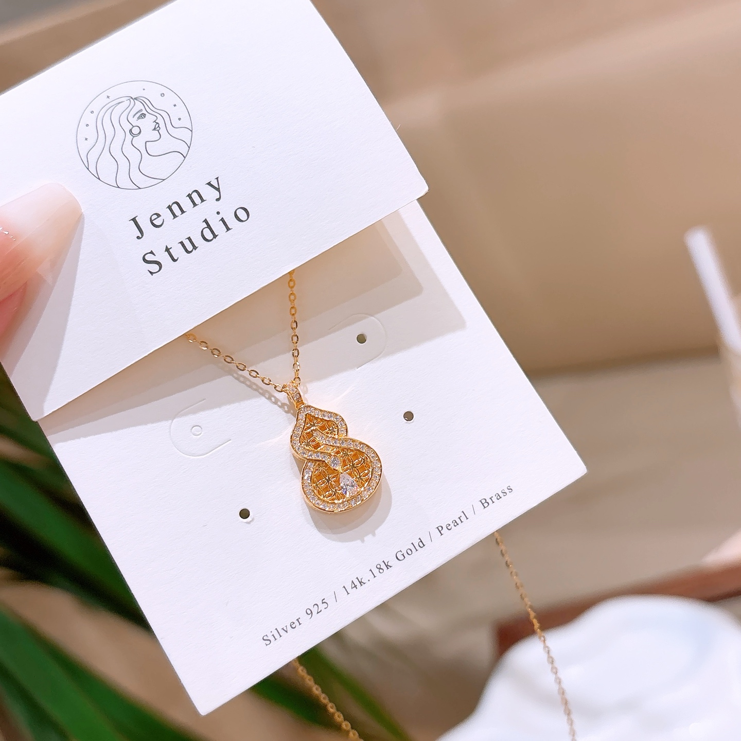 S925 Sterling Silver Necklace Artistic Christmas Gold