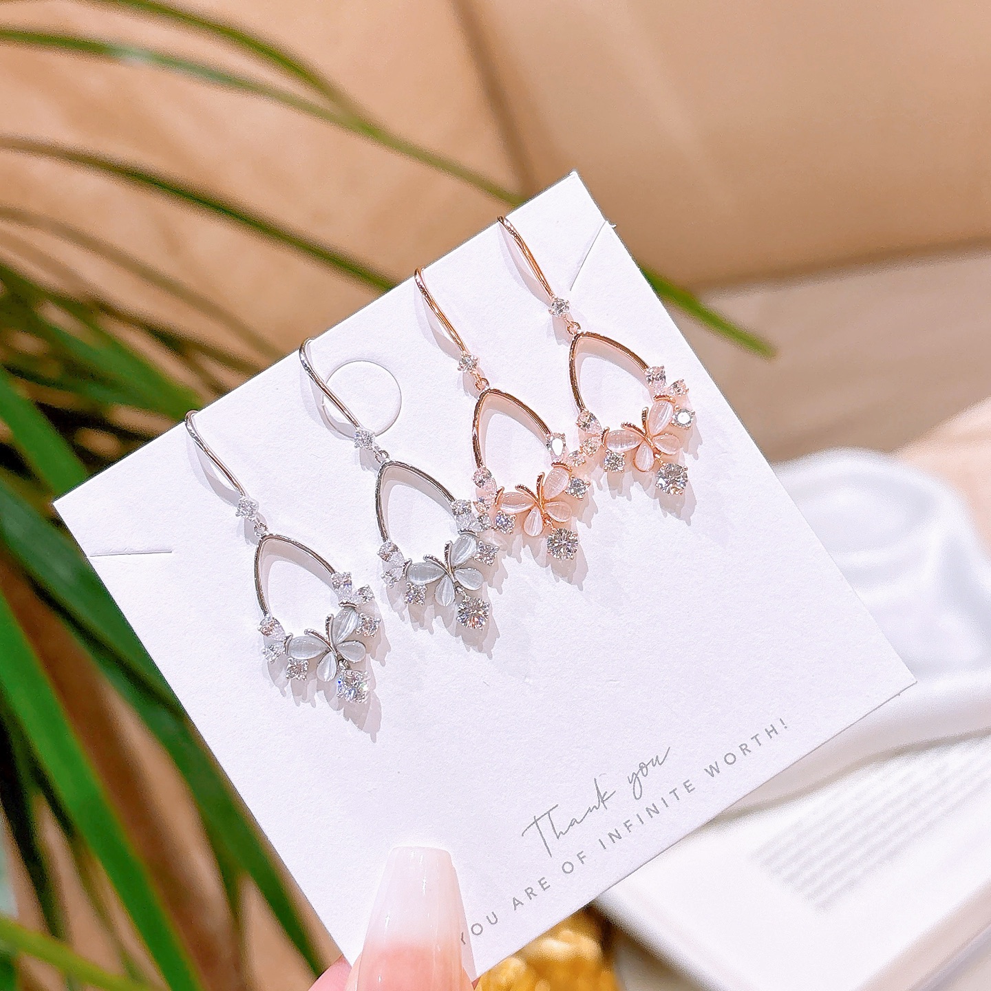 Solid Silver Drop & Thread Earrings Sweet Wedding Registration Gold