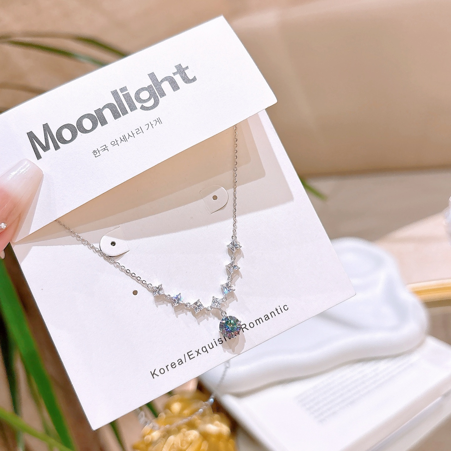 925 Silver Moissanite Necklace Elegant Wedding Favor Silver