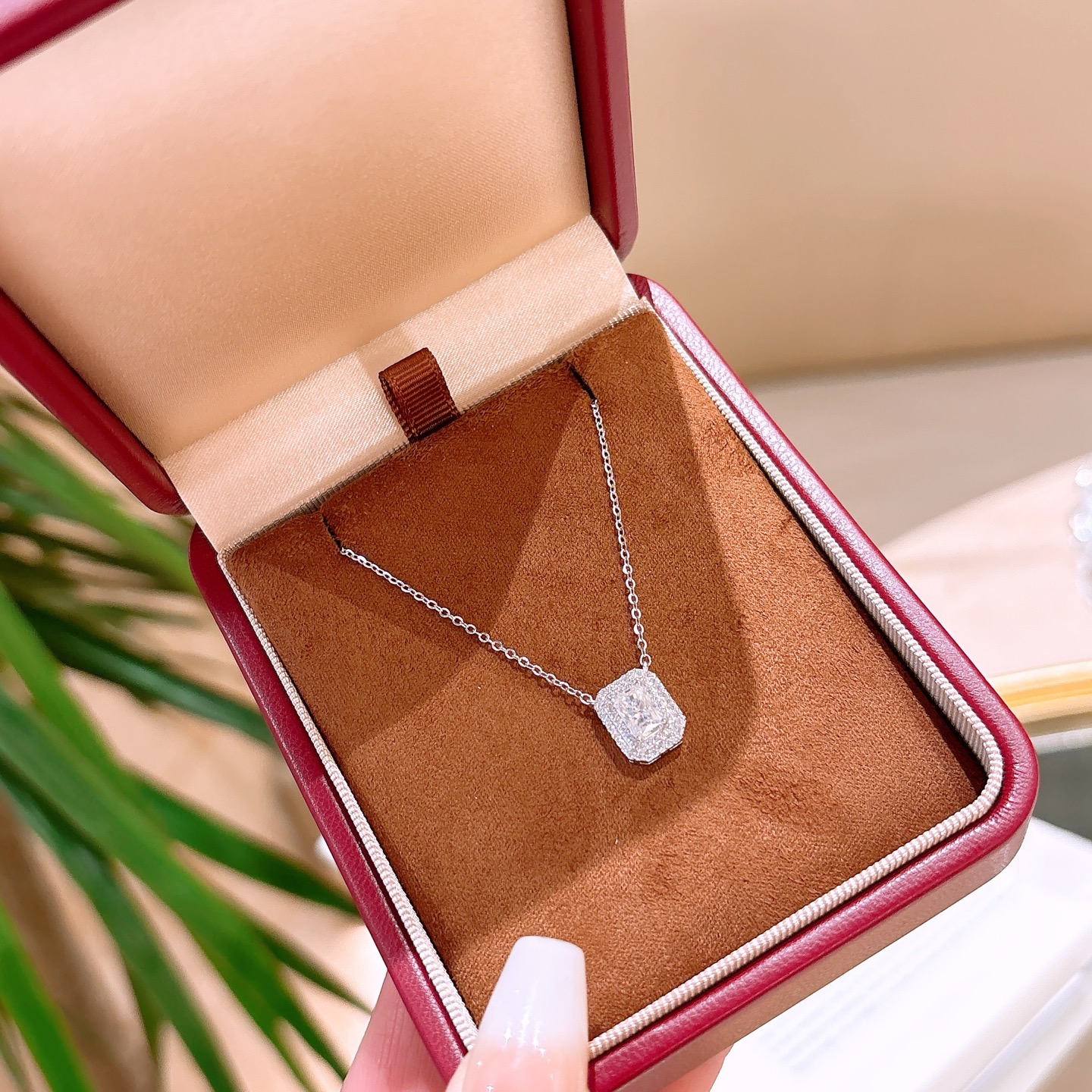 Fine Silver Moissanite Necklace Vintage Wedding Gold