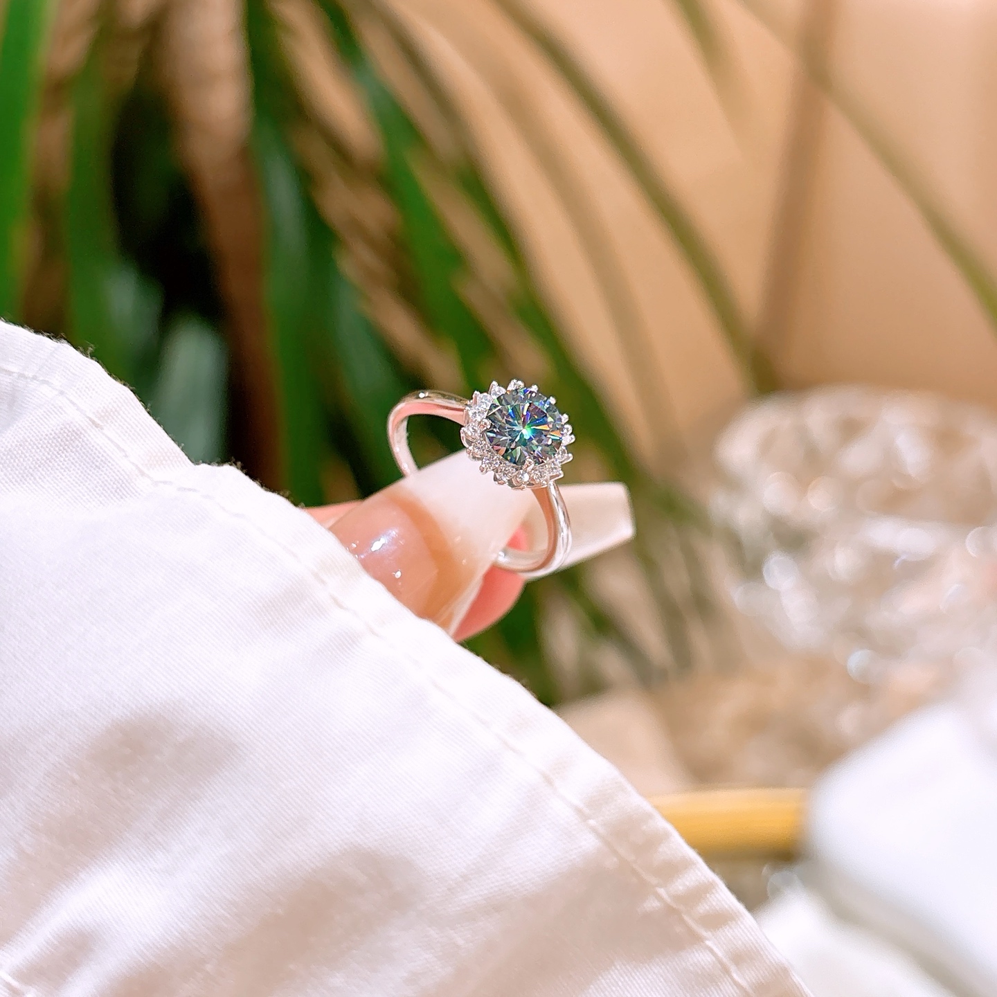 Fine Silver Moissanite Ring Intellectual Mother's Birthday Gold