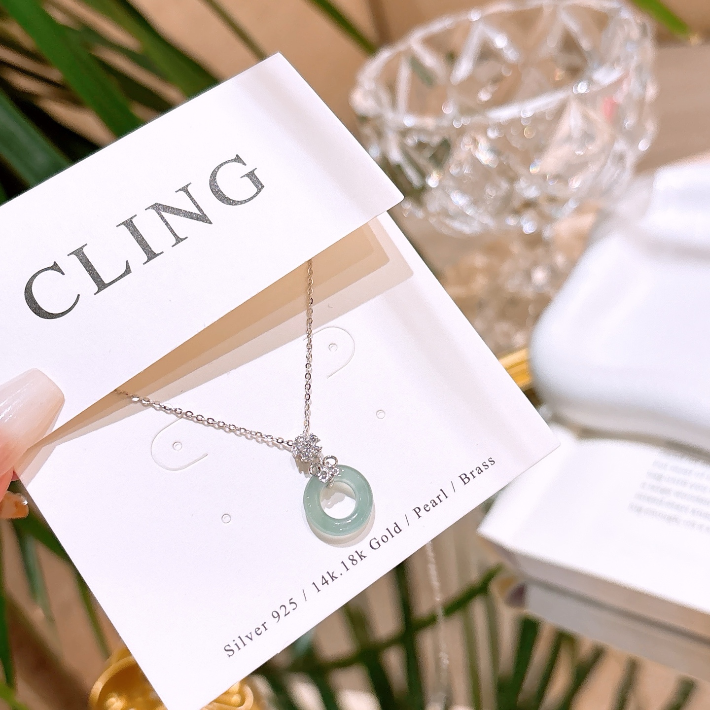 High Polish Silver Jadeite Necklace Sweet & Cool Graduation Silver