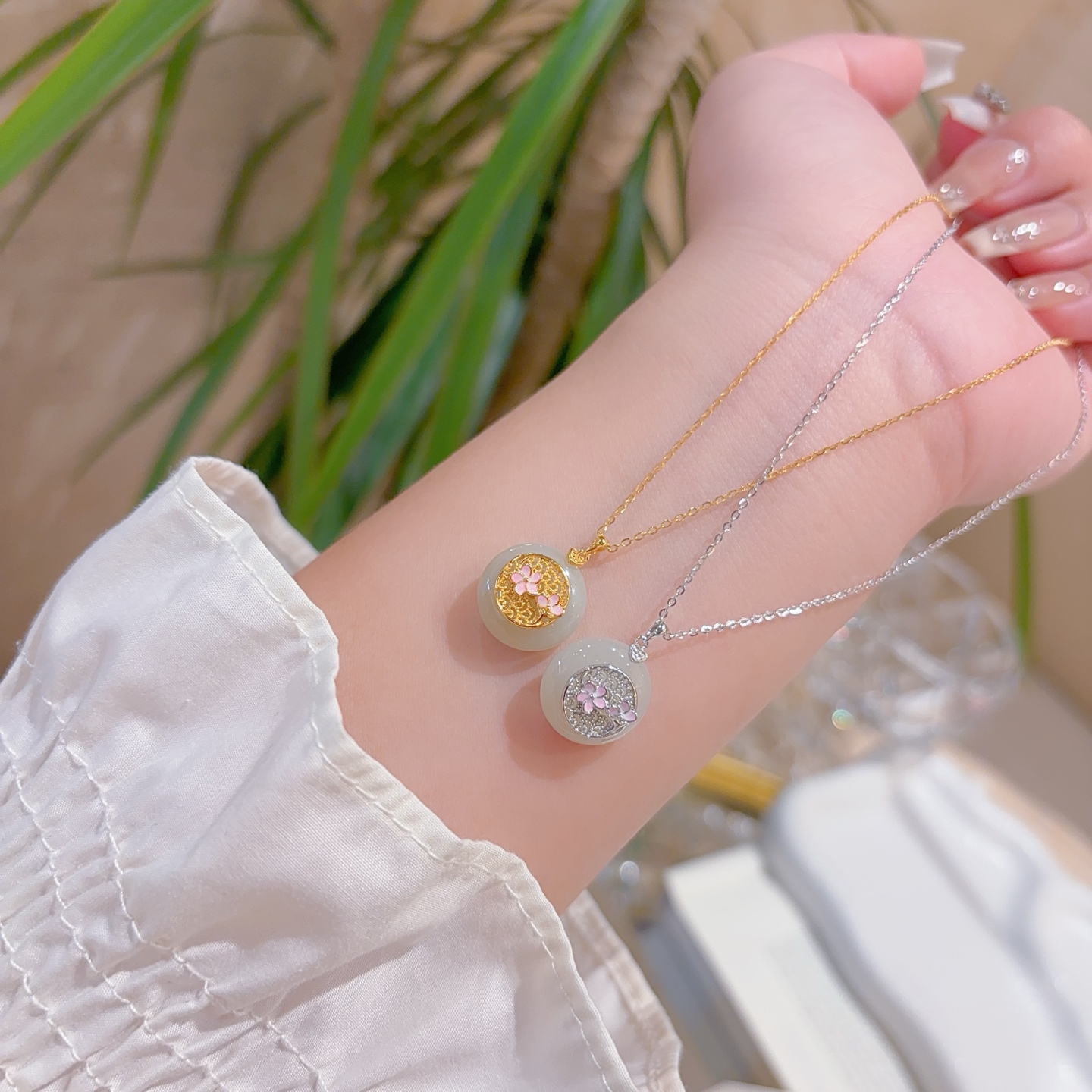 Hypoallergenic Silver Hetian Jade Necklace Gentle Housewarming Silver