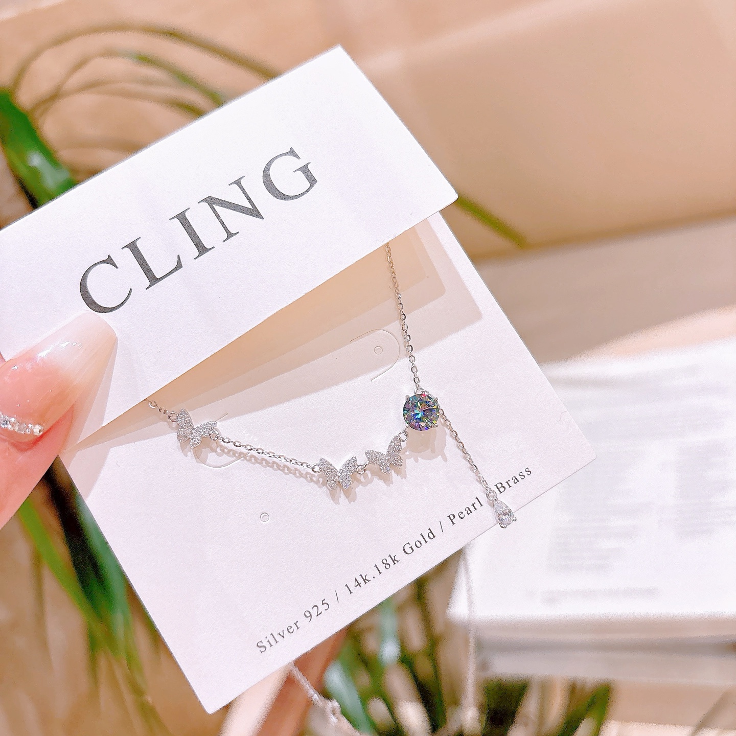 Nickel Free Silver Moissanite Necklace Cute Banquet Silver