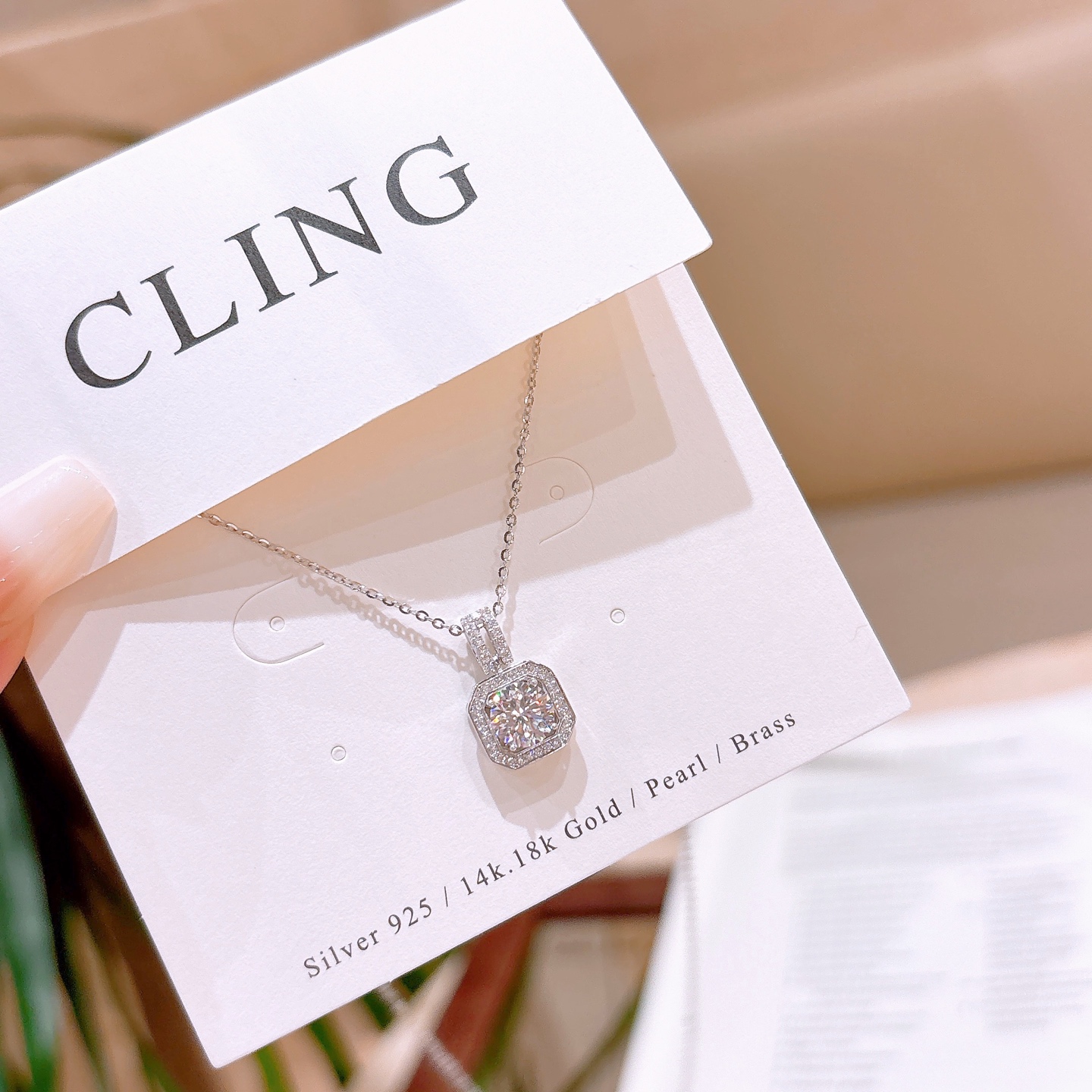 Hypoallergenic Silver Moissanite Necklace Soft Engagement Gold