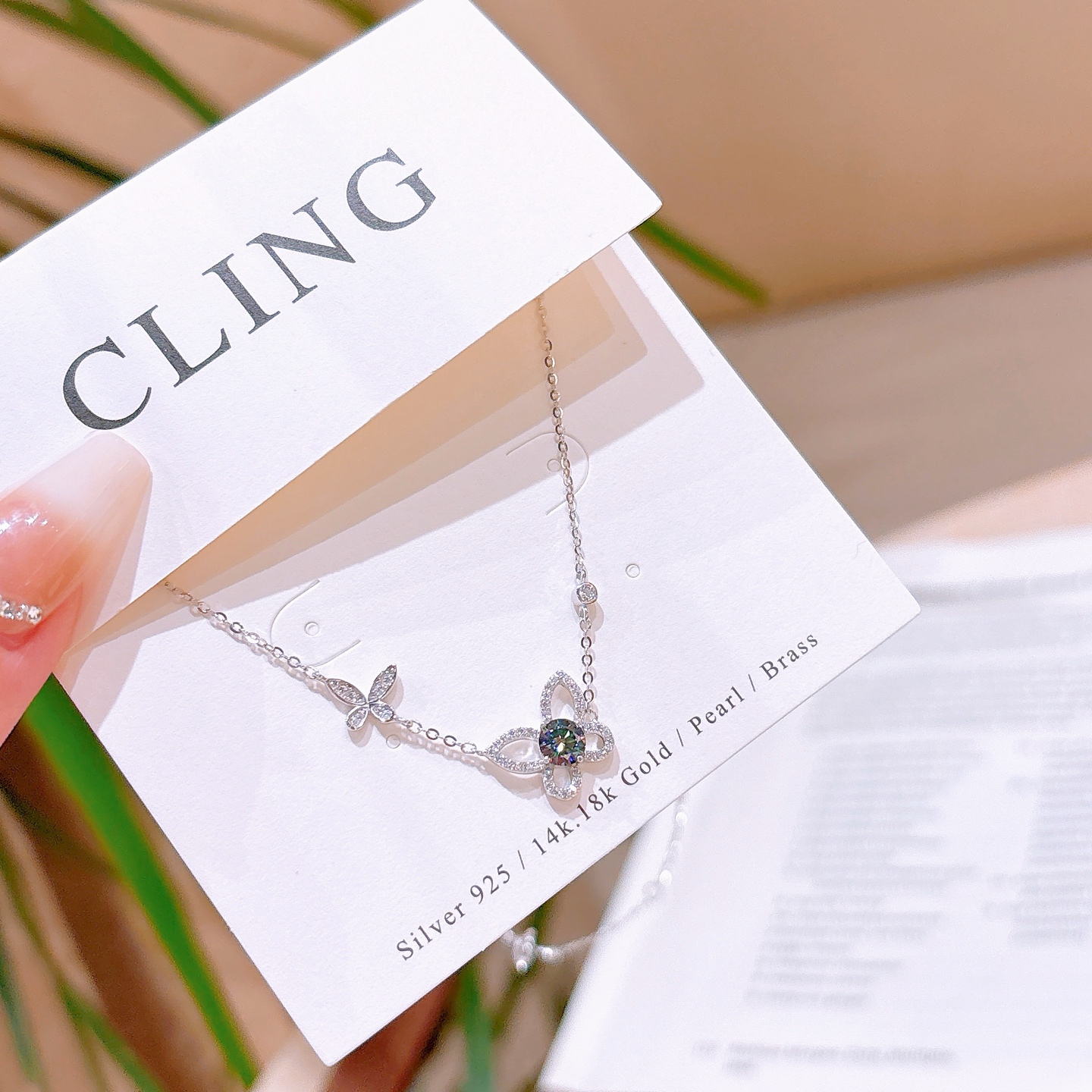 S925 Sterling Silver Moissanite Necklace Artistic Gift for Her Gold