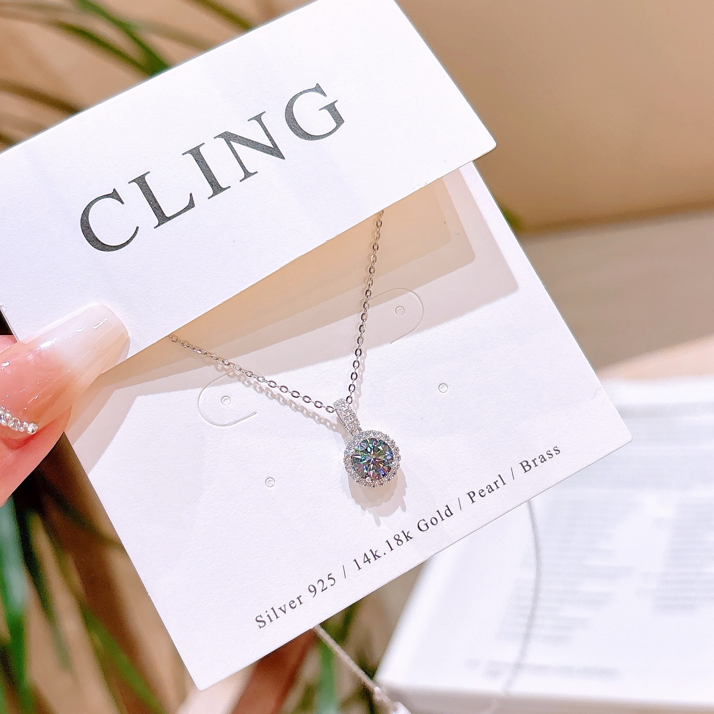 S925 Sterling Silver Moissanite Necklace Delicate Christmas Gold