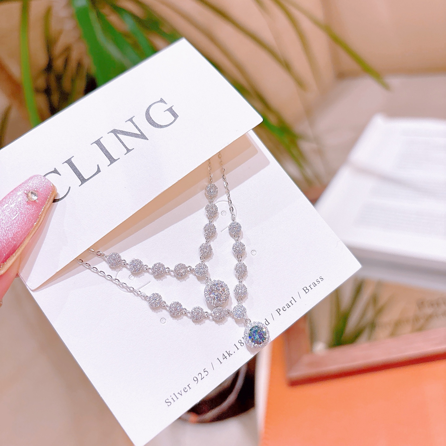 Low Allergy Silver Moissanite Necklace Chic Engagement Silver