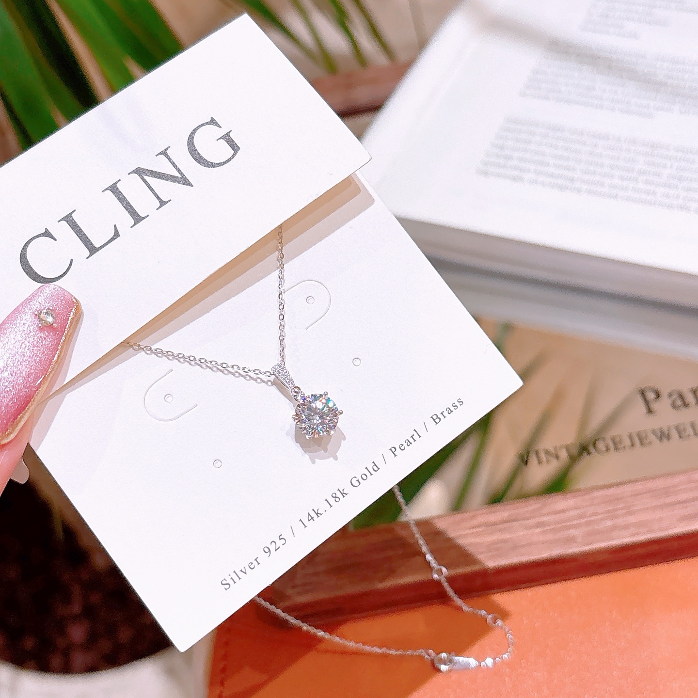 Hypoallergenic Silver Moissanite Necklace Delicate New Year Gold