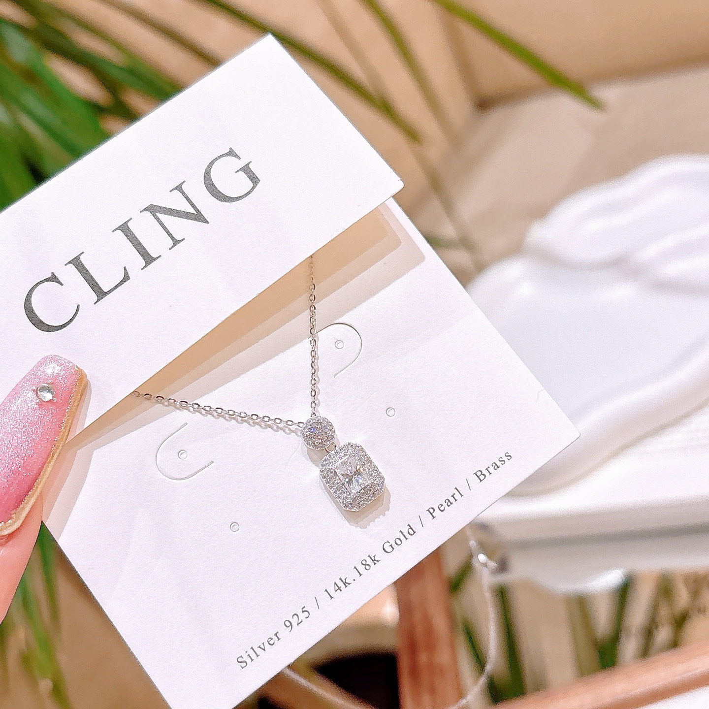 Low Allergy Silver Moissanite Necklace French Gift for Her Gold