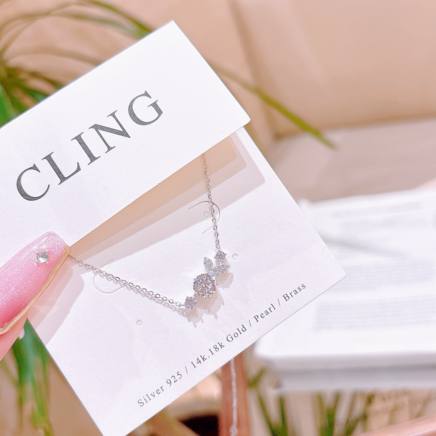 Low Allergy Silver Moissanite Necklace Soft Teacher's Day Gold