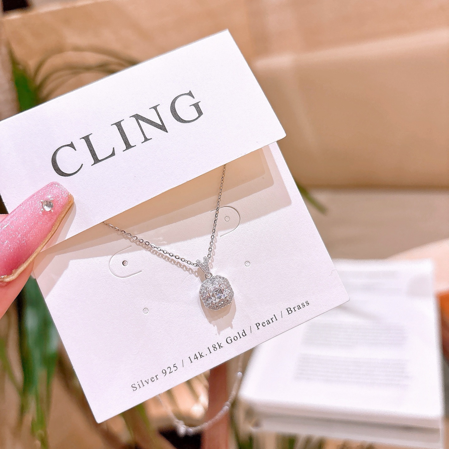 Fine Silver Moissanite Necklace Soft Wedding Registration Gold