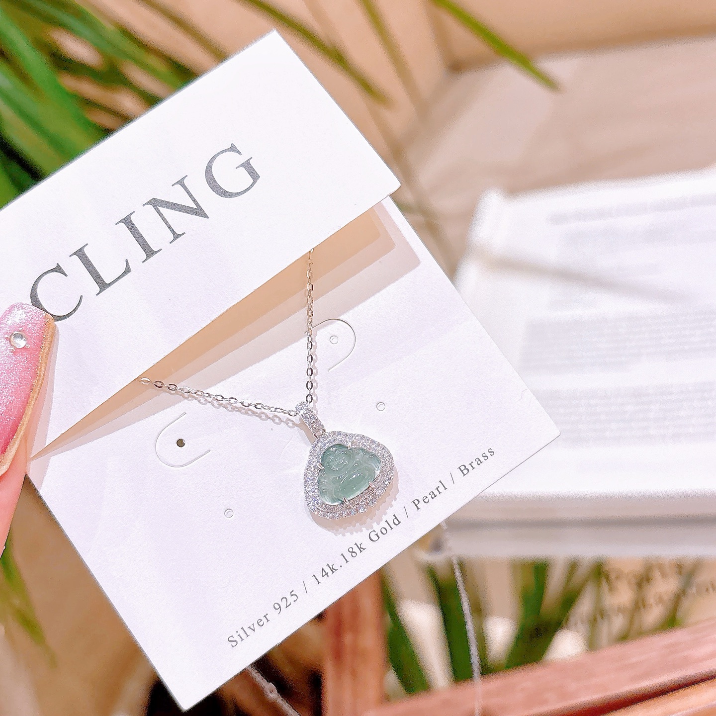 Nickel Free Silver Jadeite Necklace Romantic Confession Gold