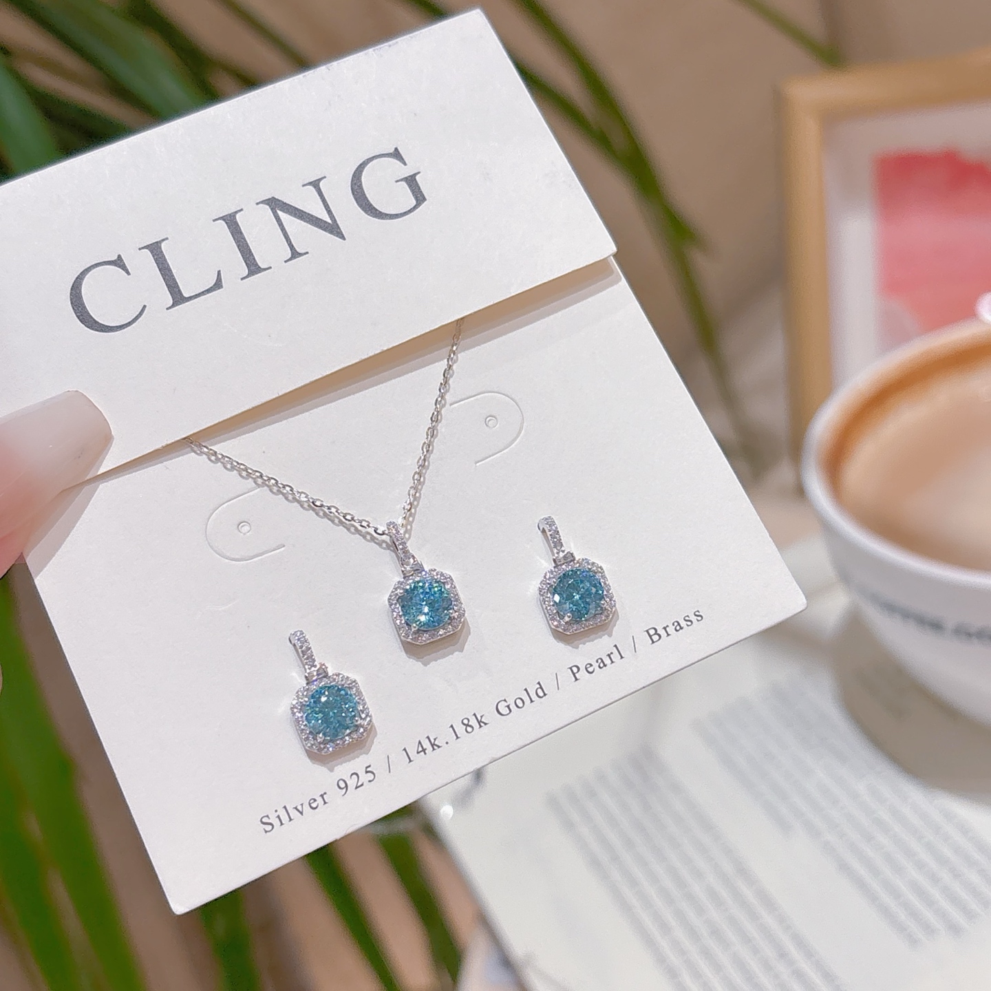 Fine Silver Earrings & Necklace Set Forest Mother's Birthday Silver