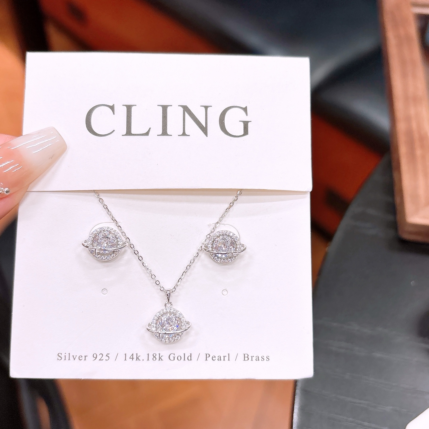 Solid Silver Earrings & Necklace Set Minimalist Mother's Birthday