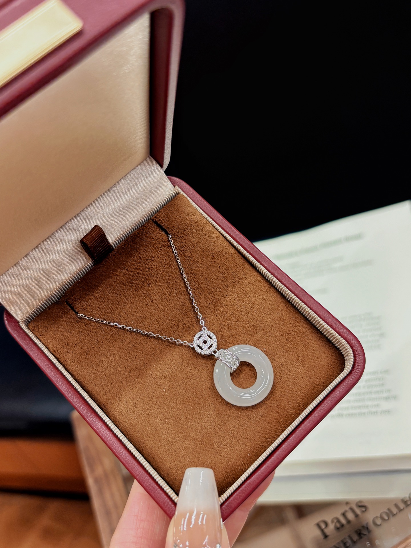 Nickel Free Silver Hetian Jade Necklace Lively Mother's Birthday Gold