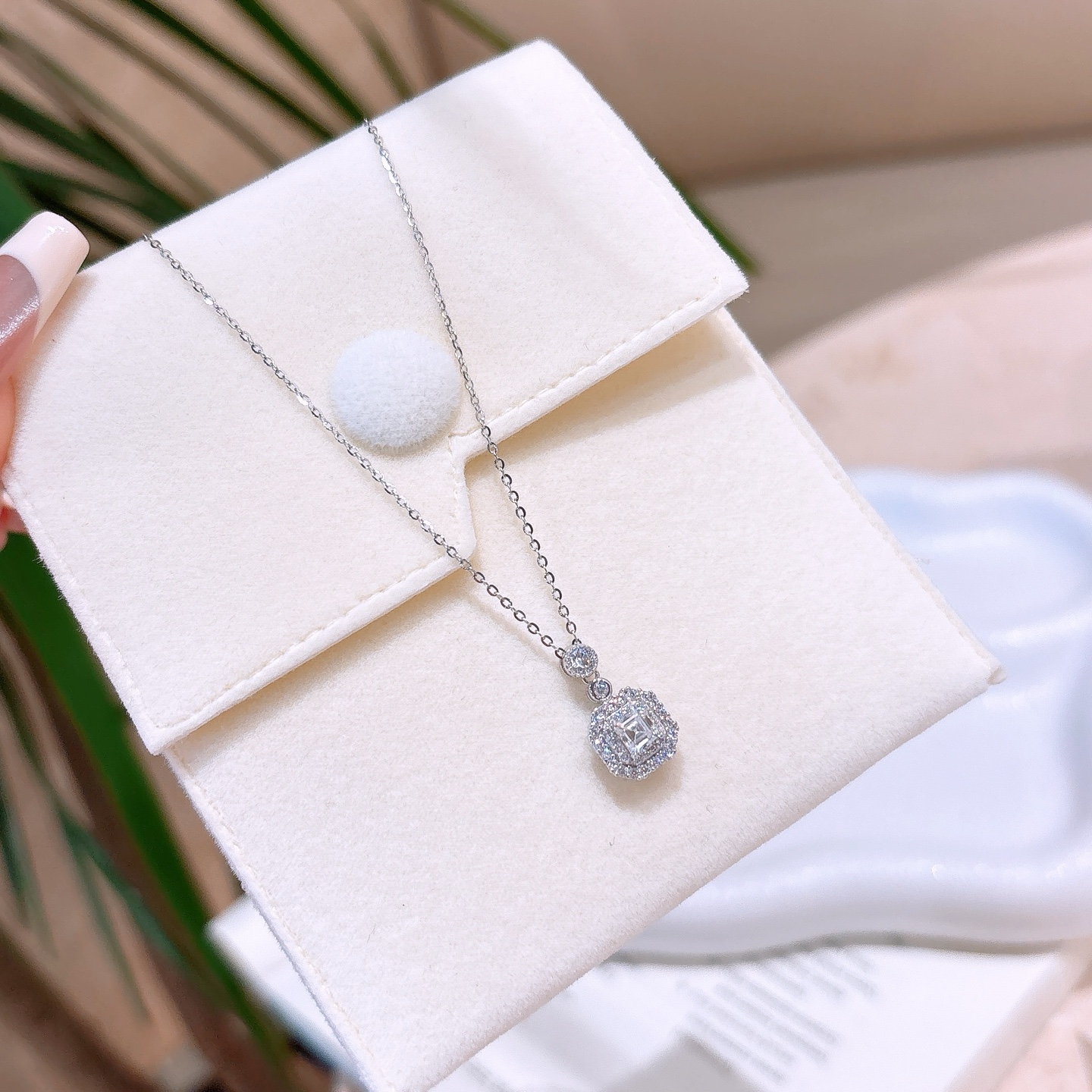 Hypoallergenes Silber Moissanit Kette Vintage Verlobung Silber