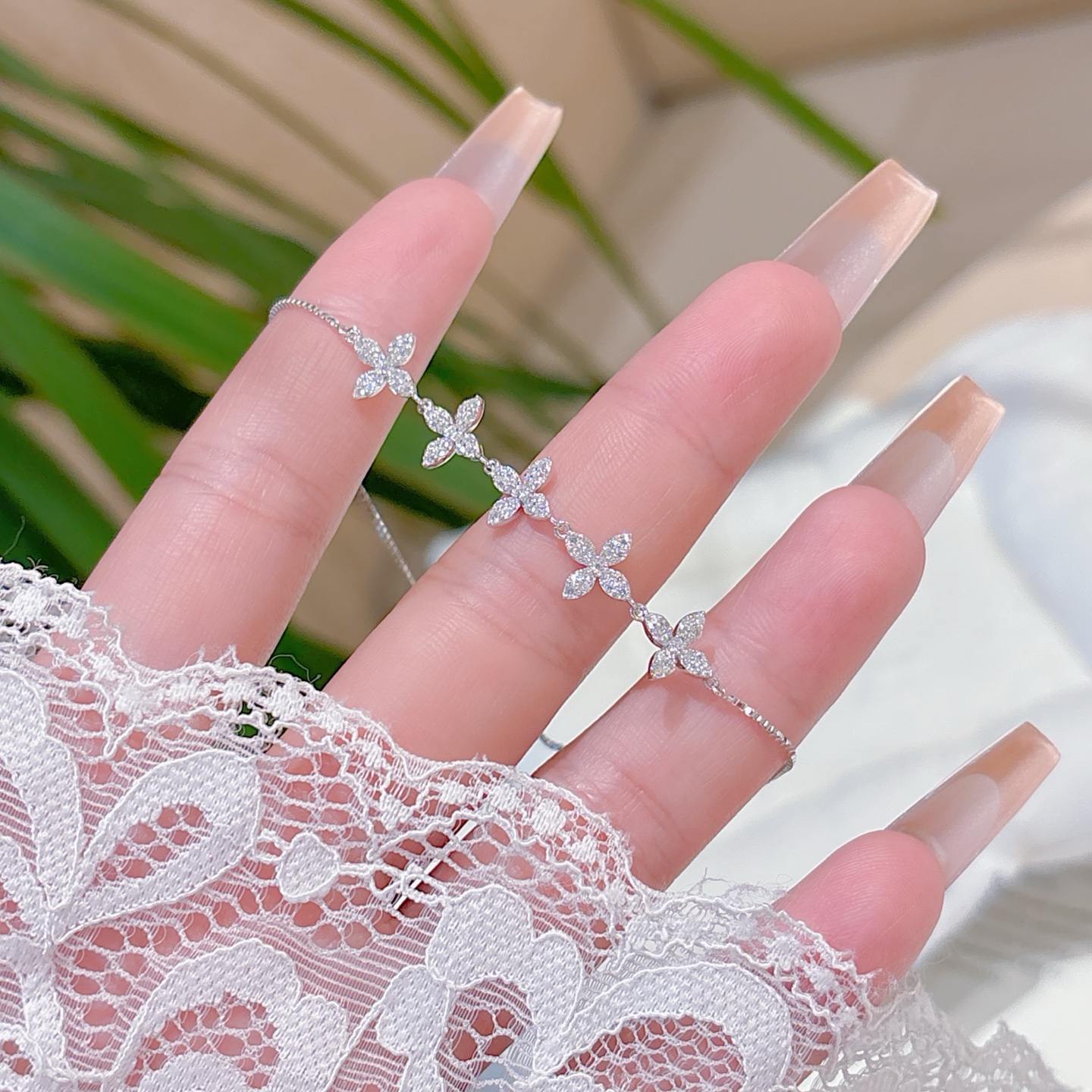 Solid Silver Moissanite Bracelet Dainty Date Night Silver