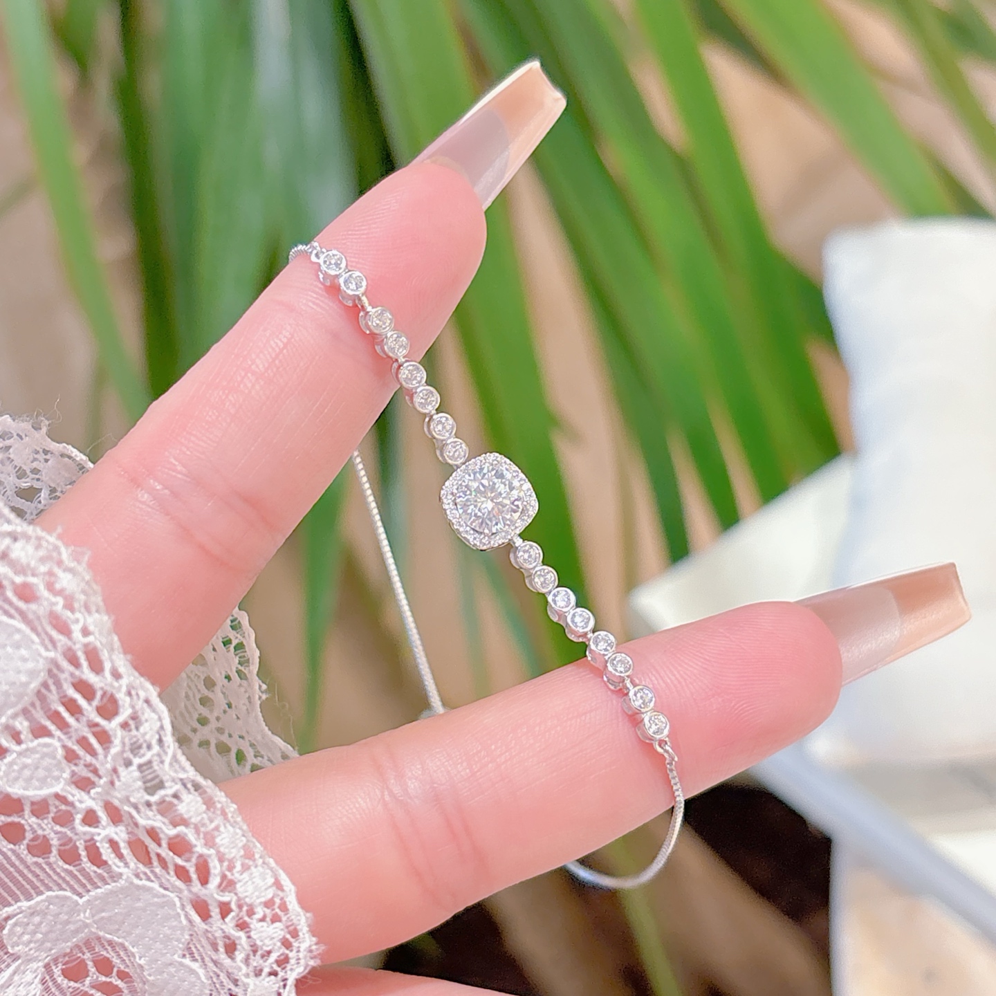 Low Allergy Silver Moissanite Bracelet Ethereal Workplace Gold