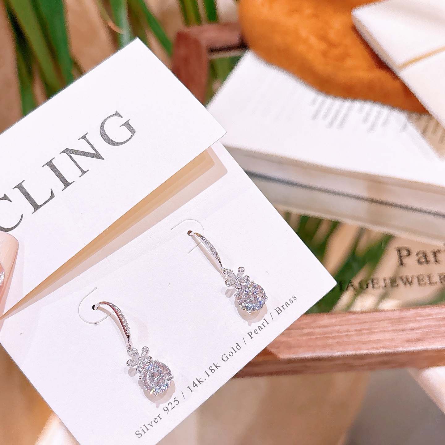 柔らか高品質シルバードロップ＆スレッドイヤリングシルバー 春節