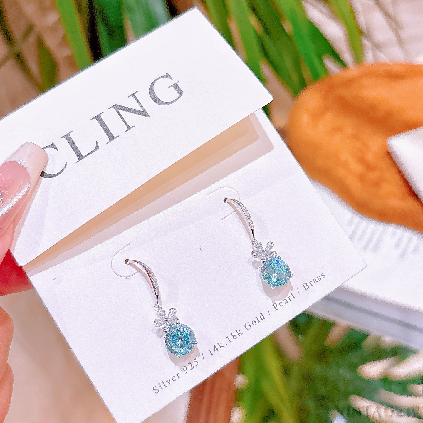 韓国風低アレルギー銀ドロップ＆スレッドイヤリングシルバー 新年