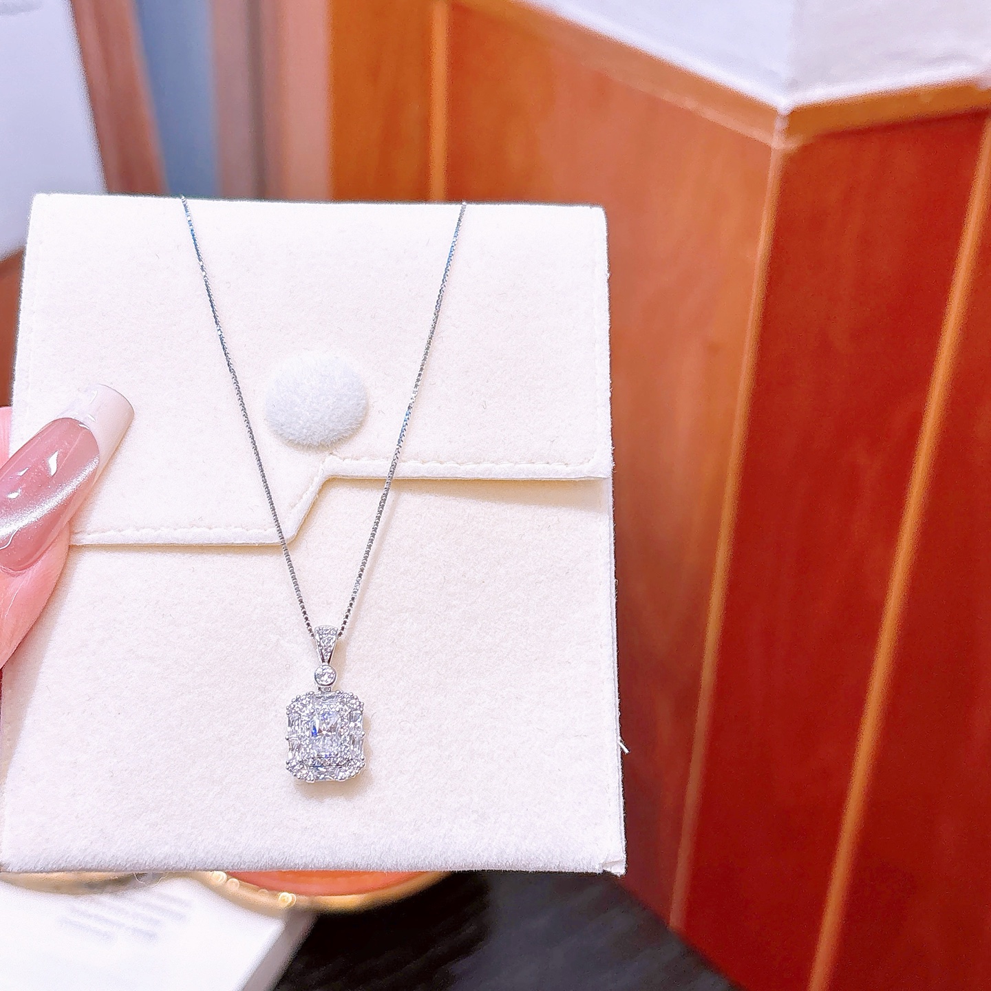 Hypoallergenic Silver Moissanite Necklace Artistic Engagement Silver