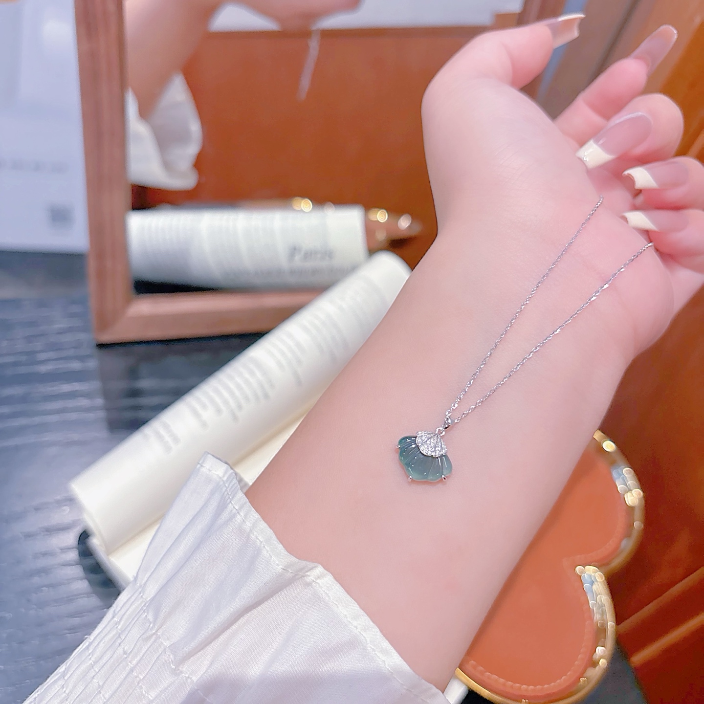 Nickel Free Silver Jadeite Necklace Vintage Engagement Gold