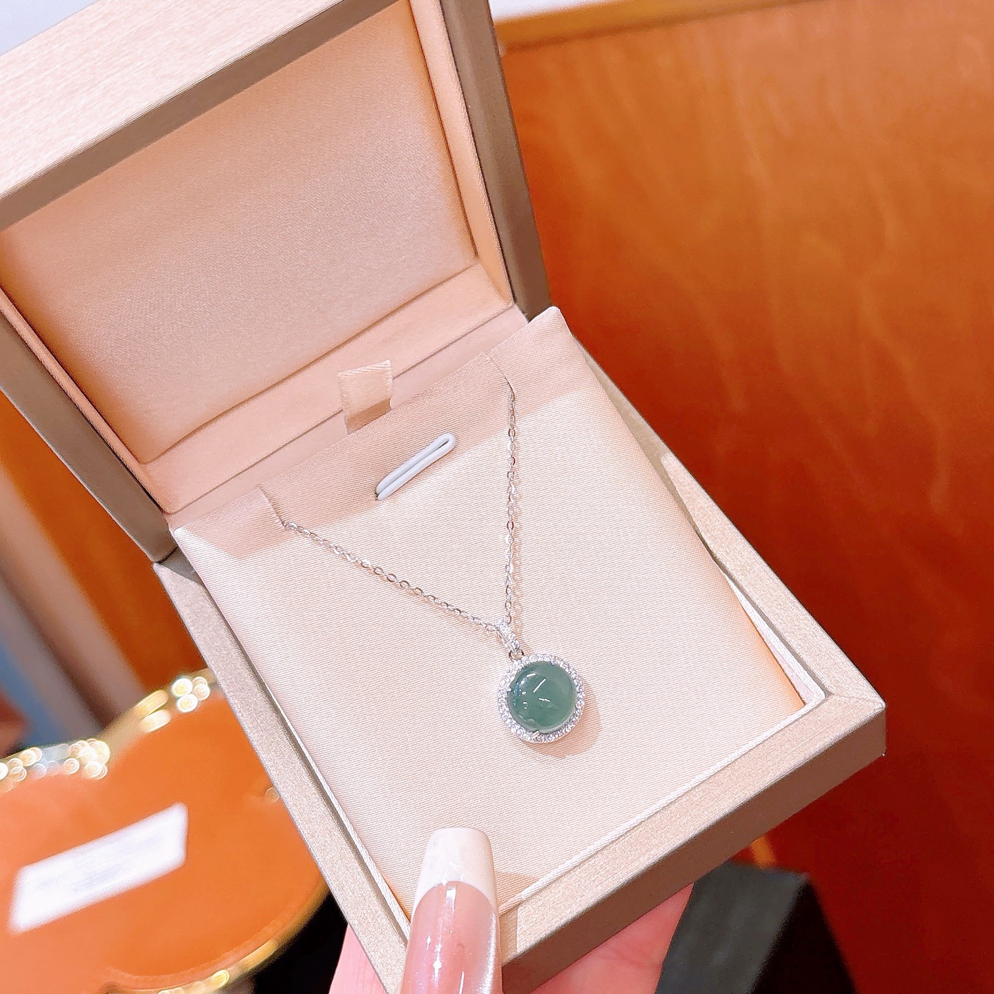 Fine Silver Jadeite Necklace Ethereal Housewarming Gold