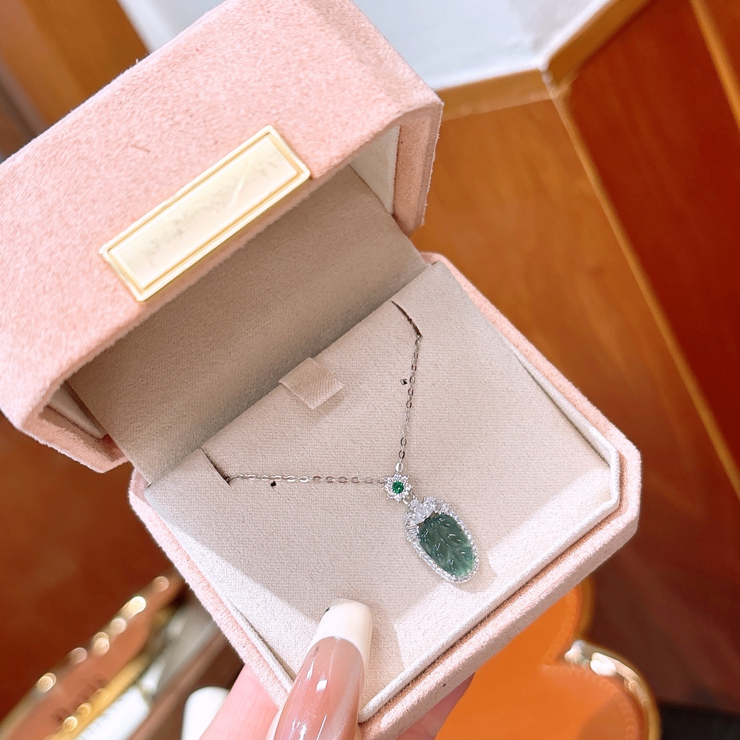 Solid Silver Jadeite Necklace Unique Graduation Gold