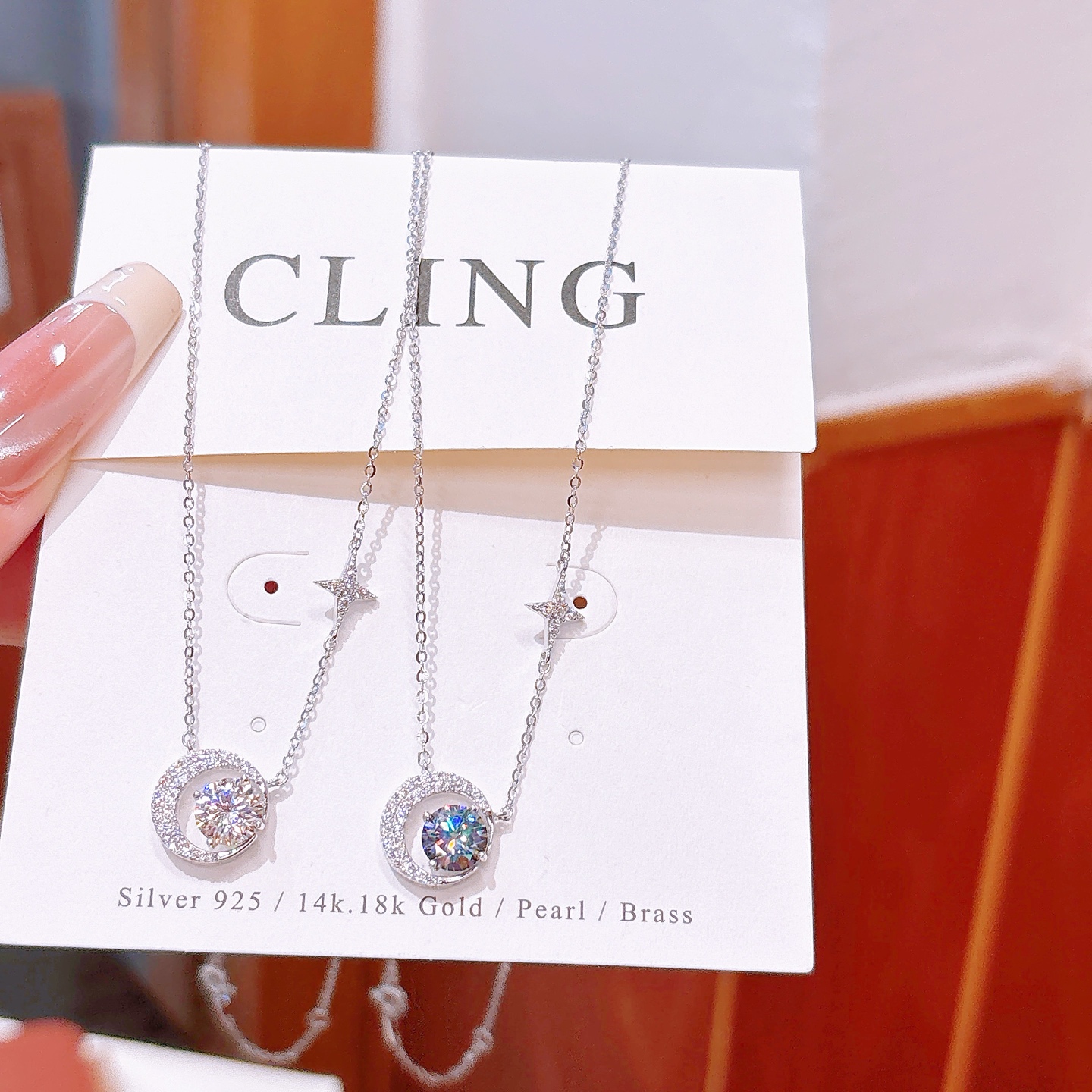 Allergiearmes Silber Moissanit Kette Filigran Geschenk für beste Freundin