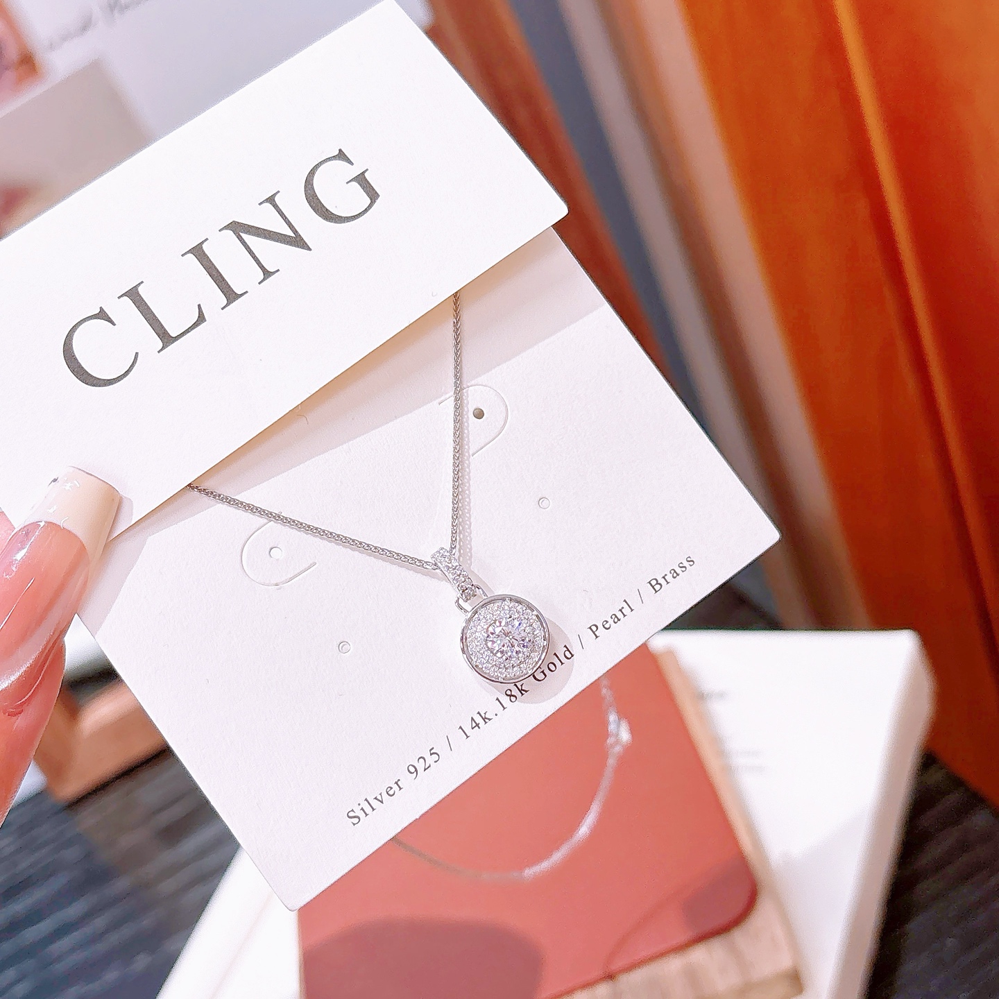 Hochglanzpoliertes Silber Moissanit Kette Mädchenhaft Hochzeitsgeschenk