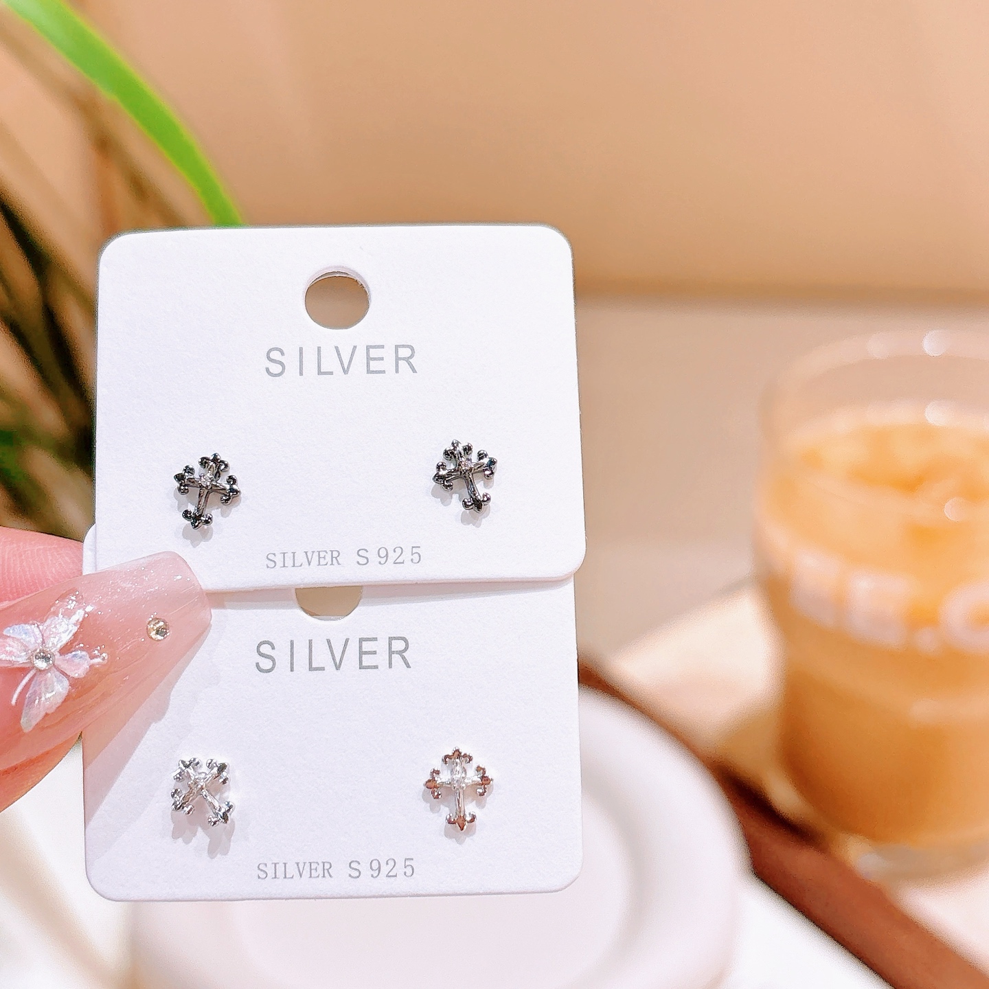 Massivsilber Ohrringe Instagram-Stil Geständnis Gold