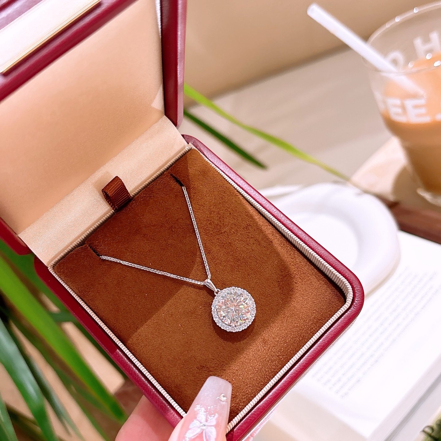 925 Silver Moissanite Necklace Sweet Annual Party Gold