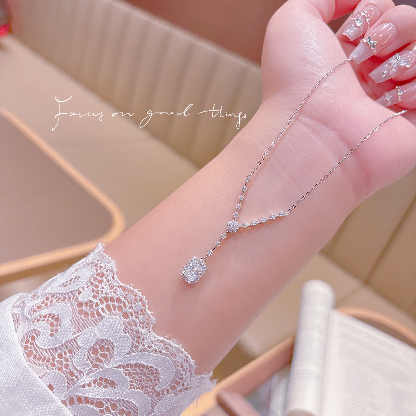 Low Allergy Silver Moissanite Necklace Ins Style Annual Party Gold