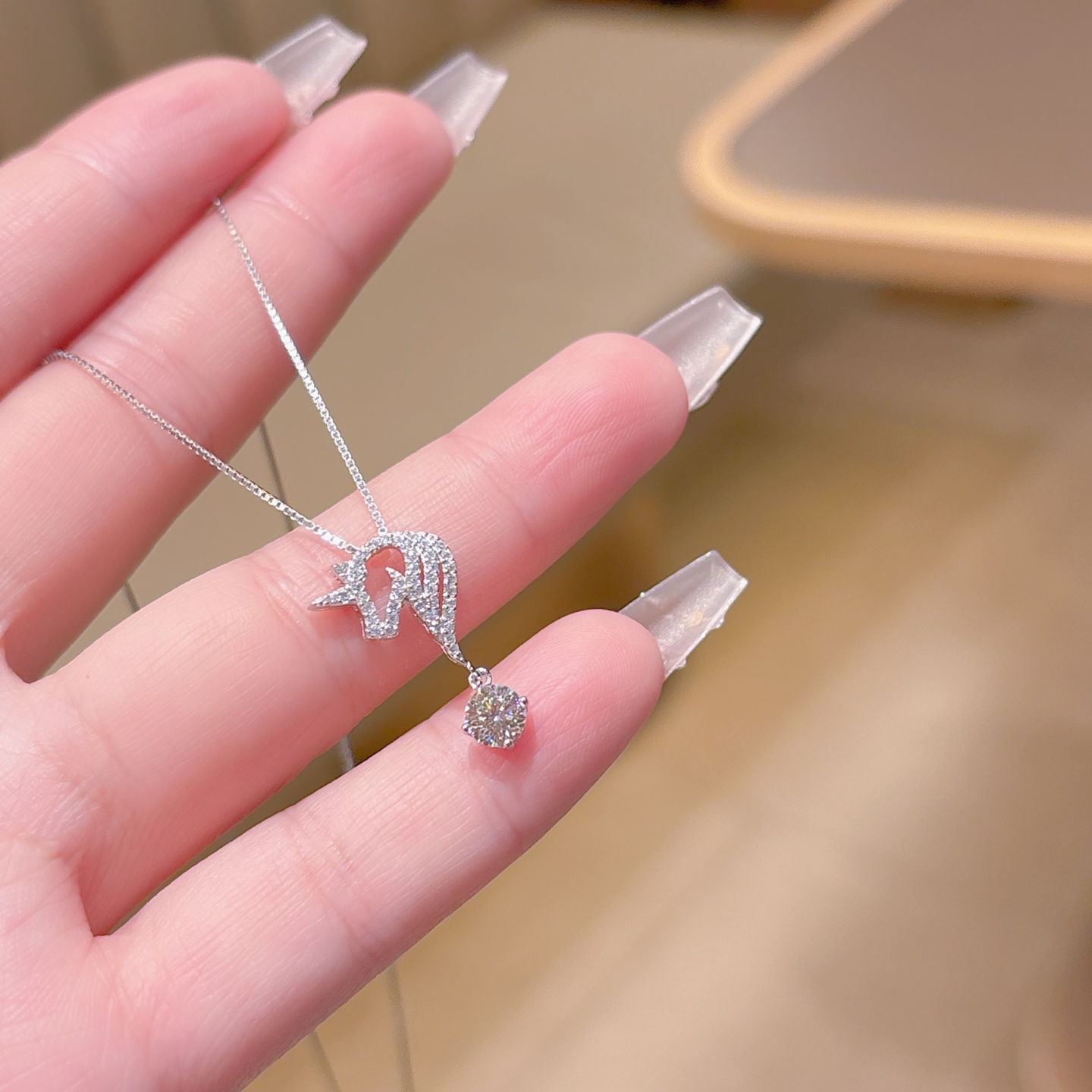 Low Allergy Silver Moissanite Necklace Ultra Minimal Christmas Gold