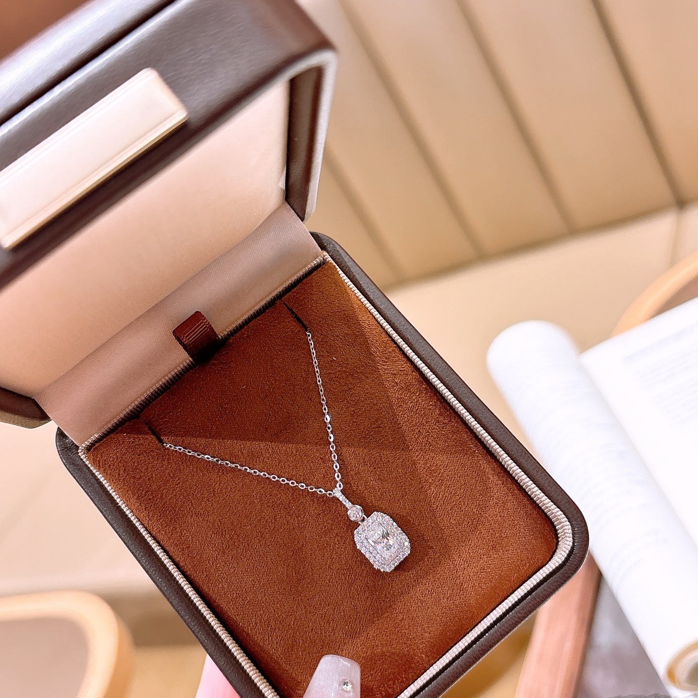 925 Silver Moissanite Necklace French Confession Silver