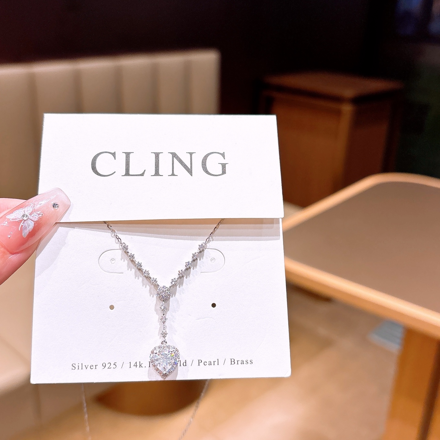 Fine Silver Moissanite Necklace Ins Style Christmas Silver