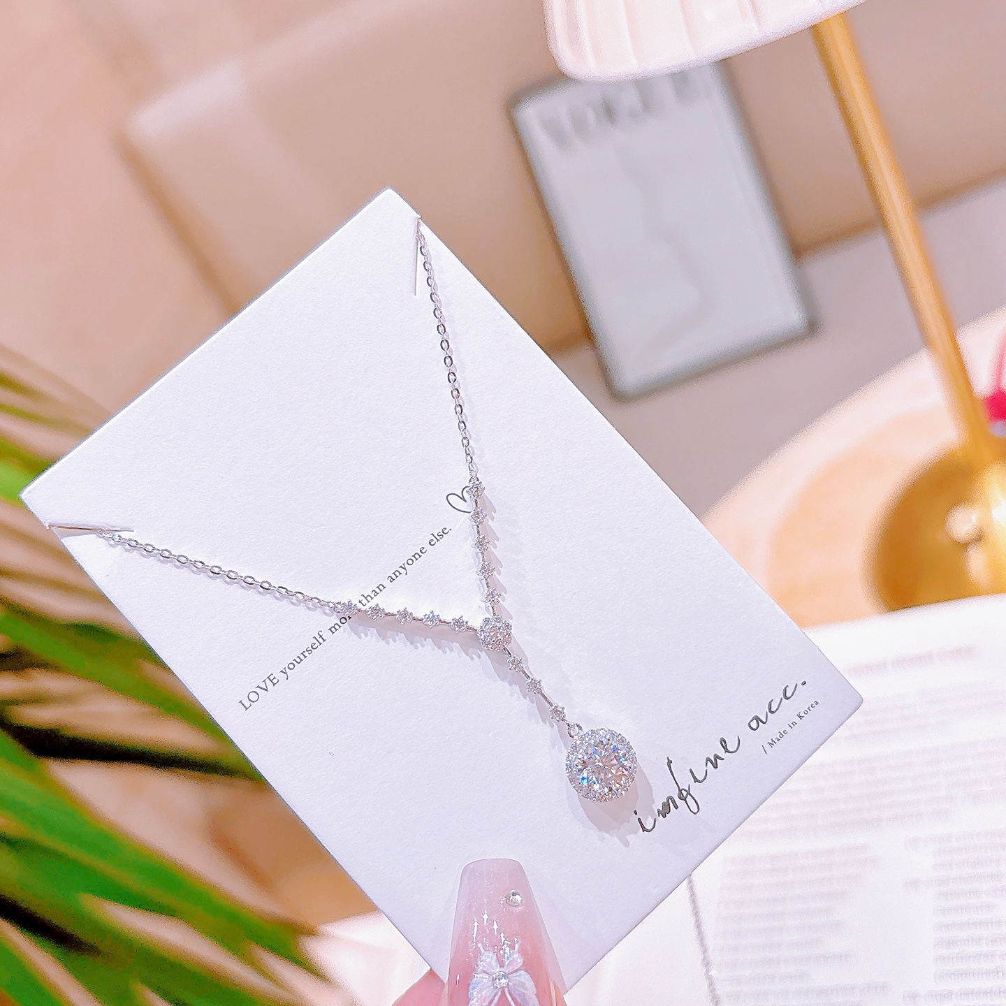 Hypoallergenic Silver Moissanite Necklace Minimalist Office Gold