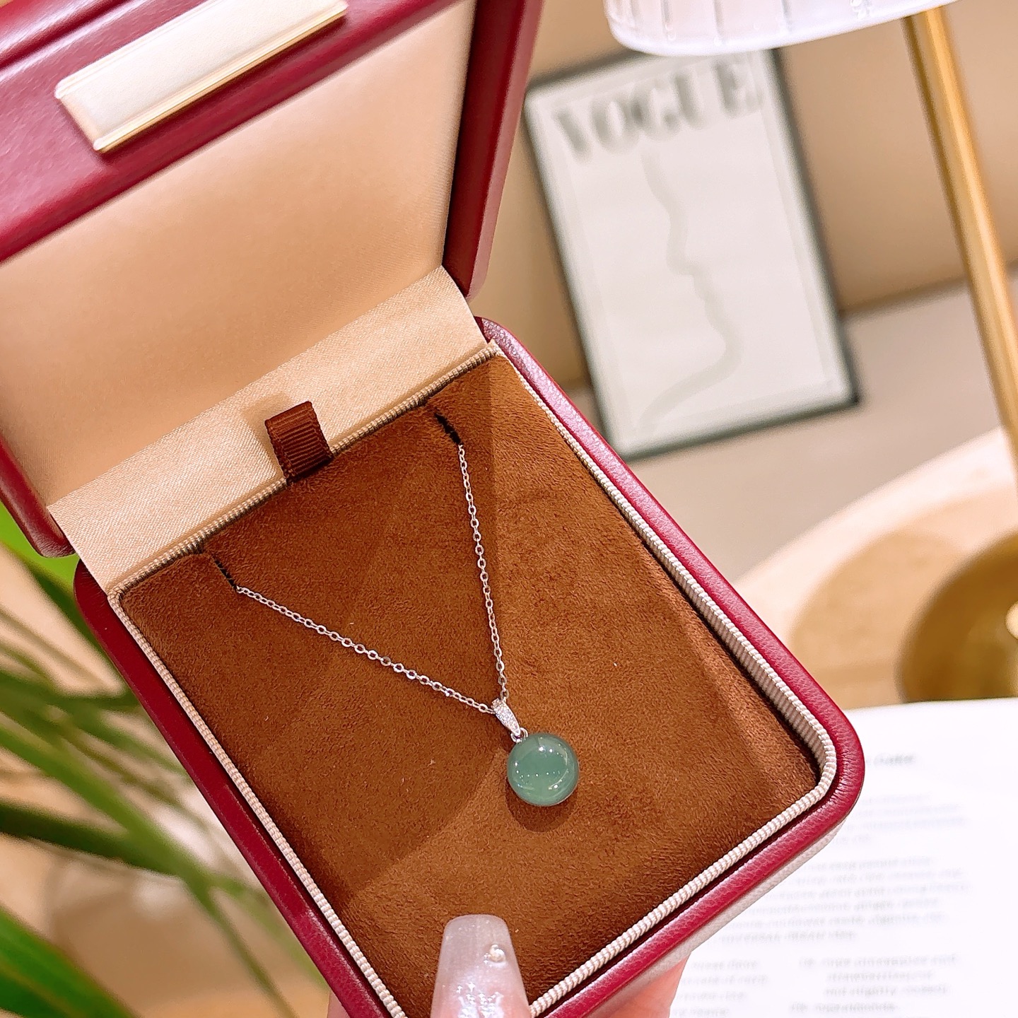 Fine Silver Jadeite Necklace Cute Confession Gold