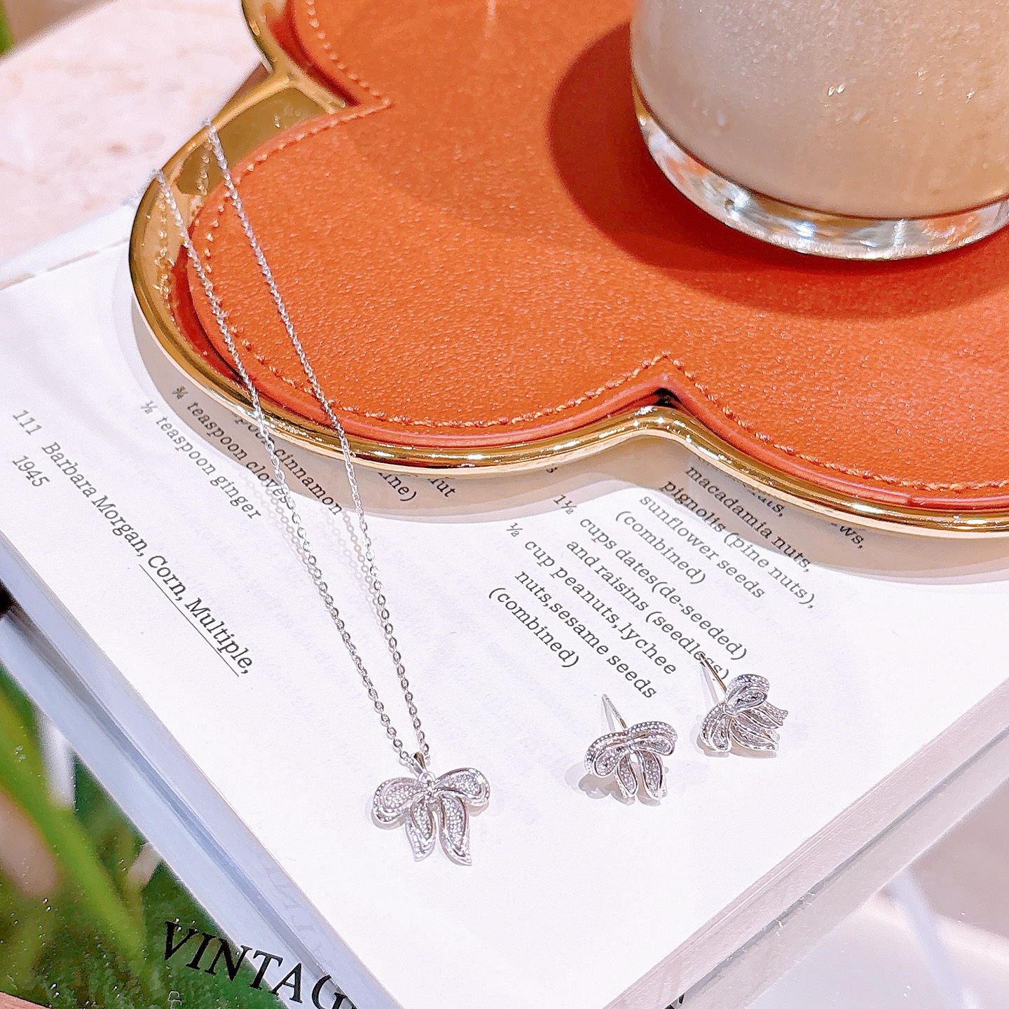 Low Allergy Silver Earrings & Necklace Set Korean Style Spring Festival