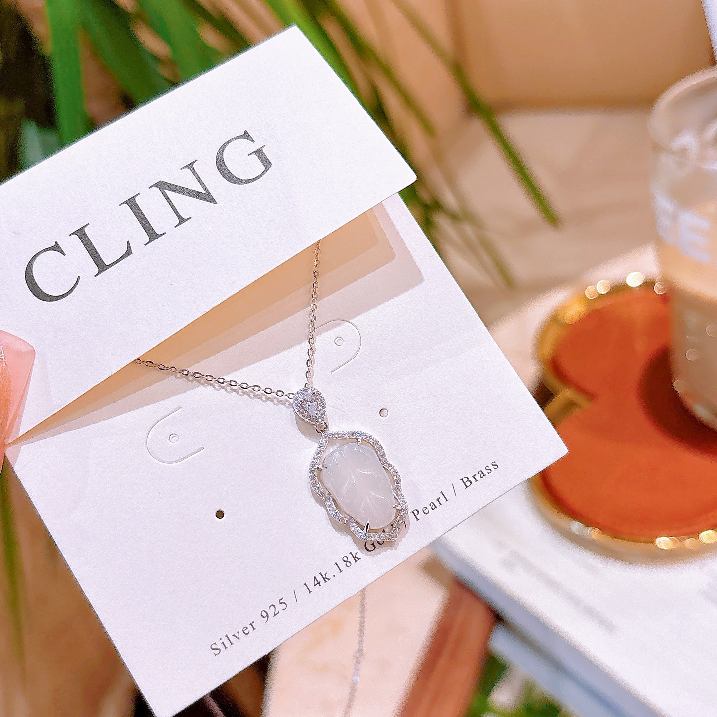 Nickel Free Silver Hetian Jade Necklace Chic Wedding Registration Gold