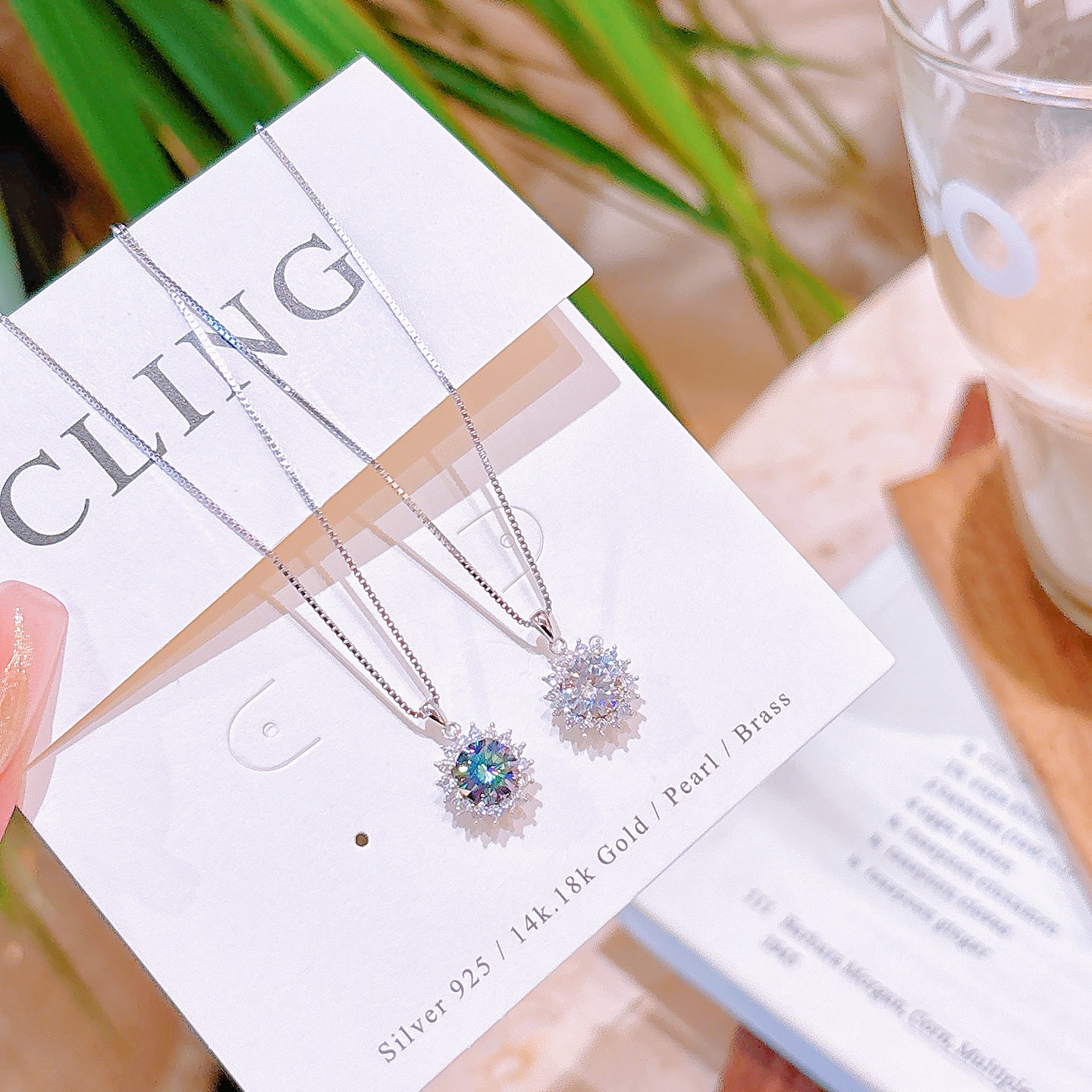 Feinsilber Moissanit Kette Süß Jahresfeier Silber