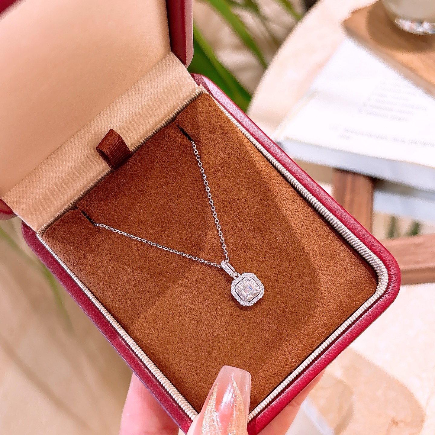 S925 Sterling Silver Moissanite Necklace French Everyday Wear Gold