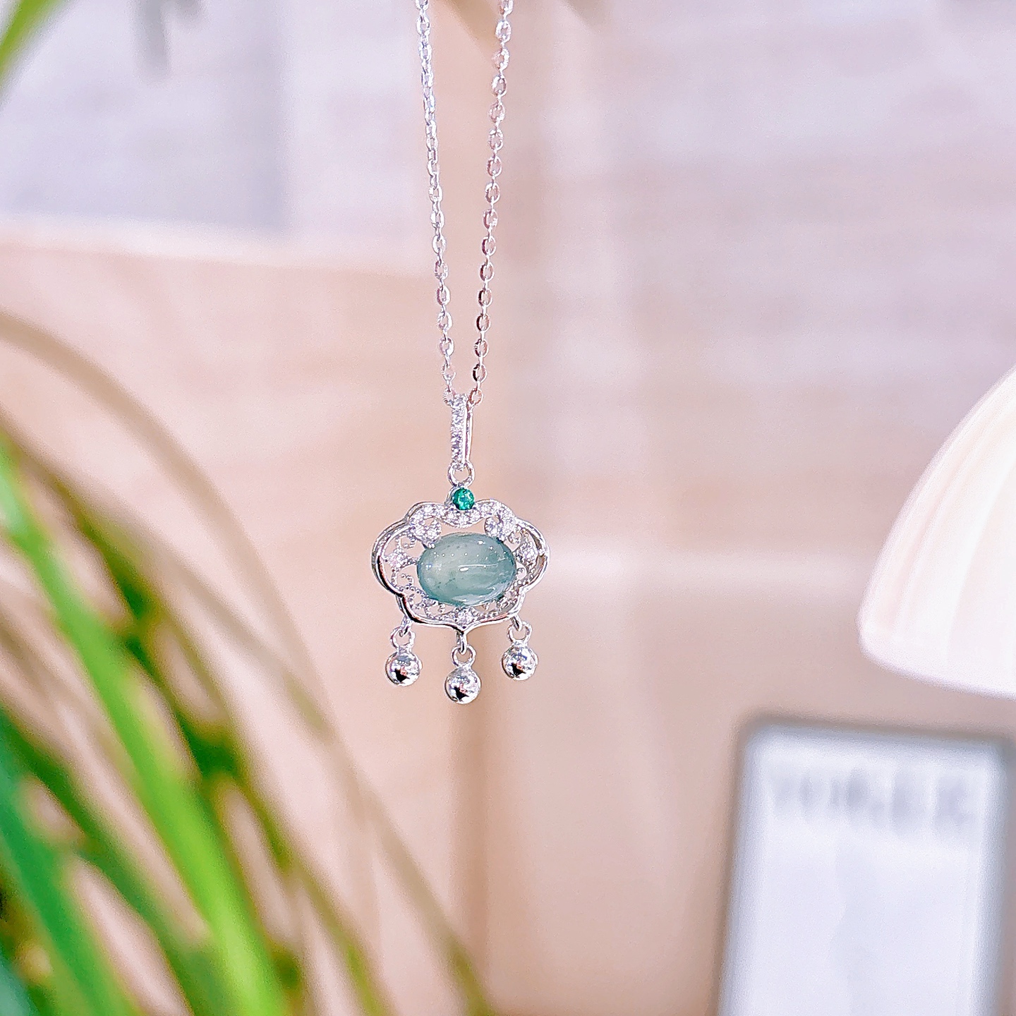 Nickel Free Silver Jadeite Necklace Delicate Everyday Wear Gold