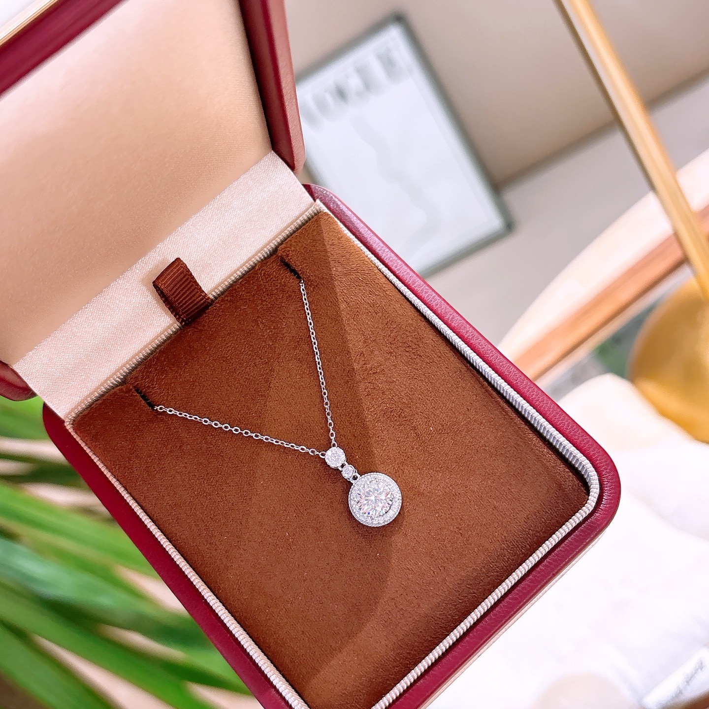 Fine Silver Moissanite Necklace Chic Workplace Gold