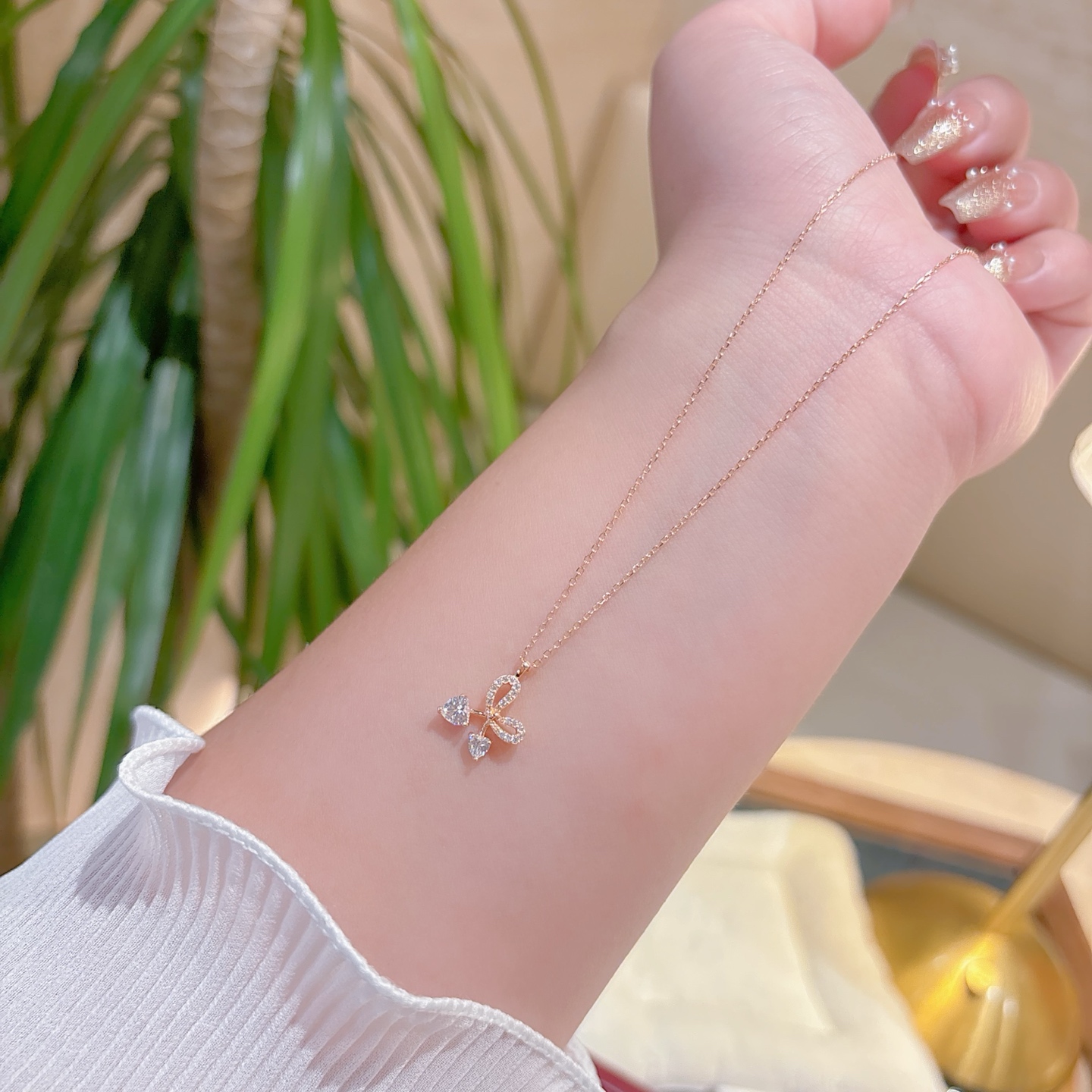 S925 Sterling Silver Necklace Lively Spring Festival Gold