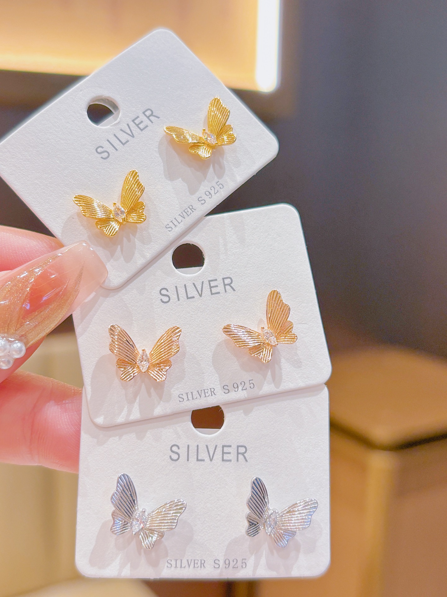 Fine Silver Earrings Forest Wedding Gold