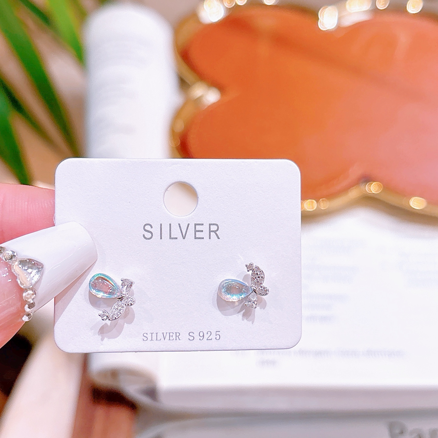 High Polish Silver Earrings Sweet Mother's Day Gold