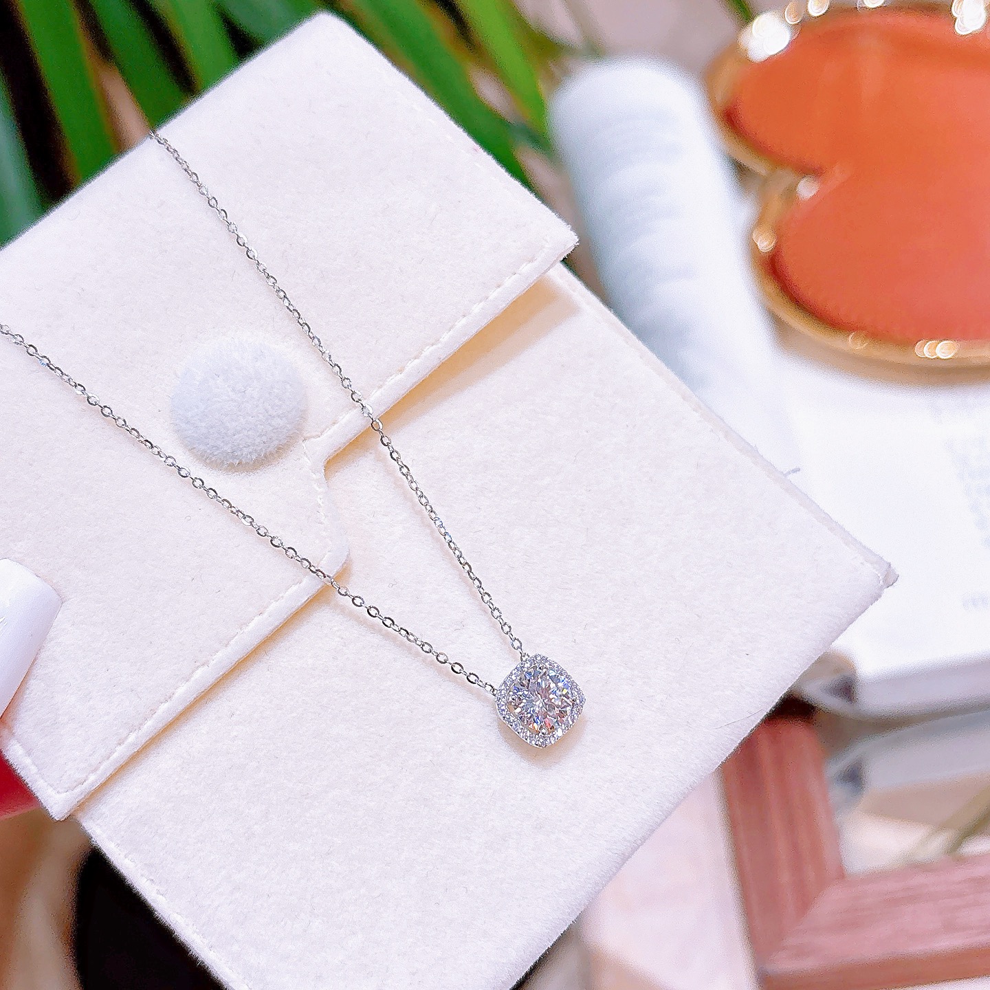 Solid Silver Moissanite Necklace Sweet & Cool Housewarming Gold